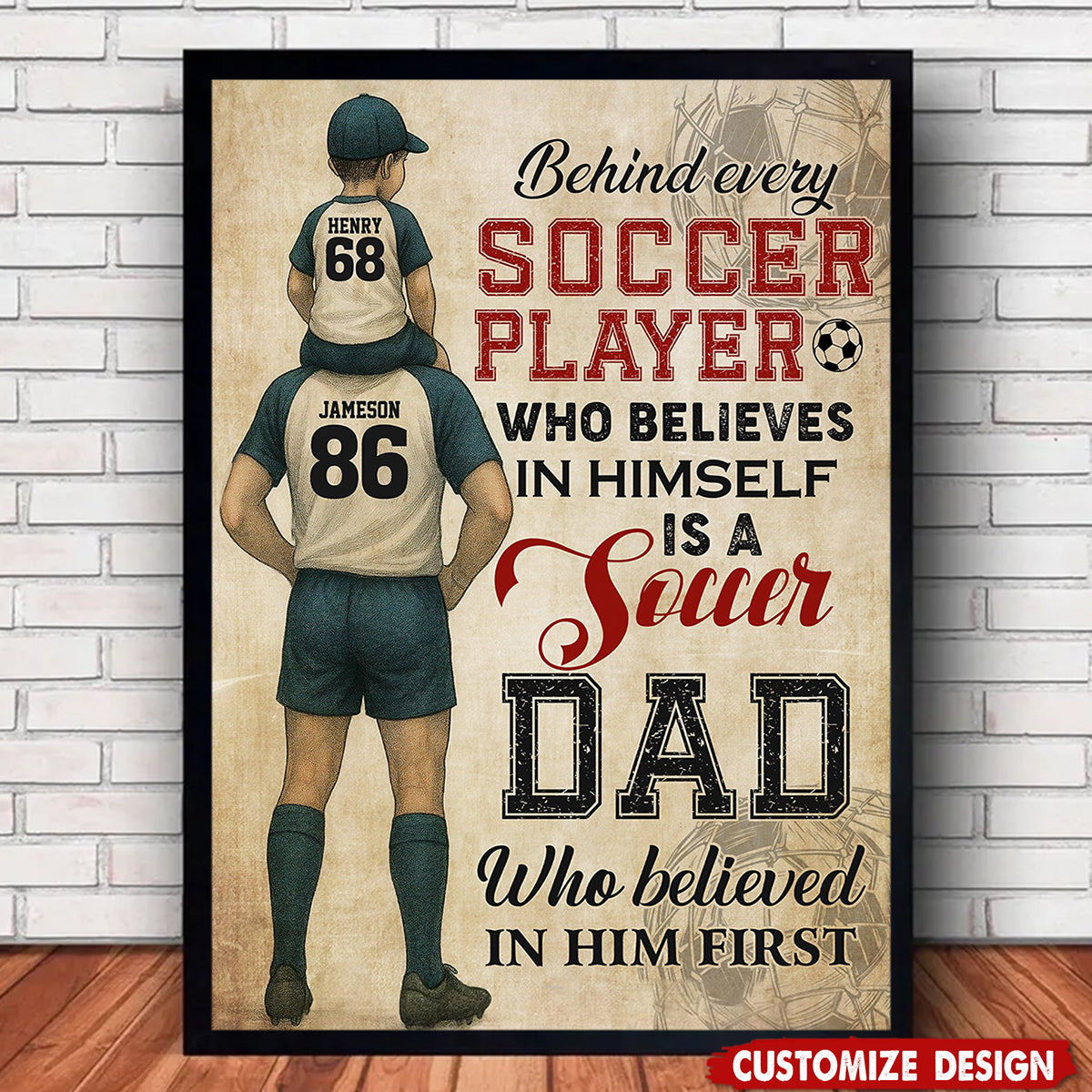 Personalized Soccer Dad Son Poster - Birthday,Father's Day Gift For Soccer Lovers, Soccer Players