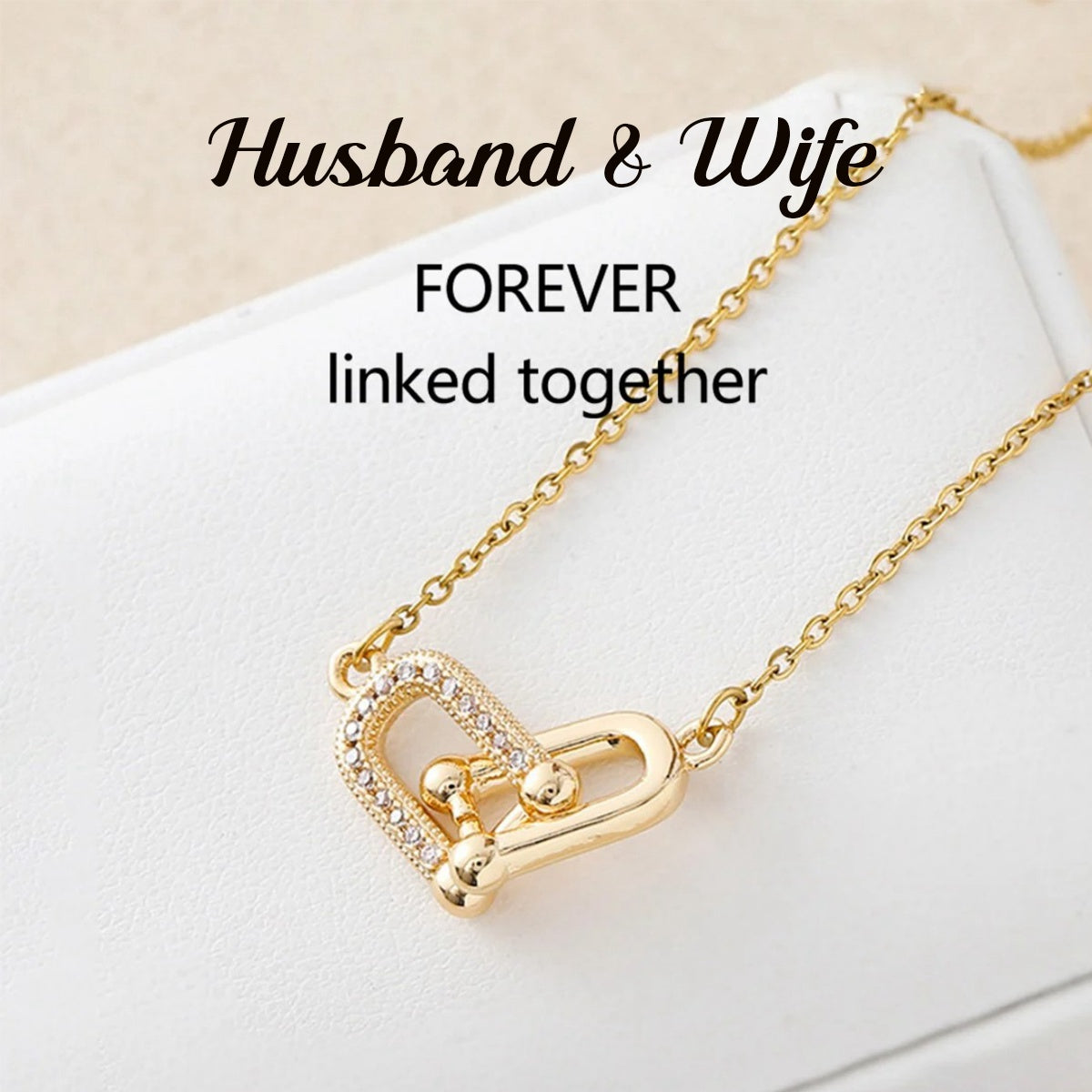 Husband & Wife Interlocking Horseshoe Buckle Necklace