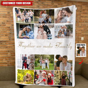 Personalized 12 Photos Collage Super Soft Blanket with Text  Mother's Day Gift for Family Friend