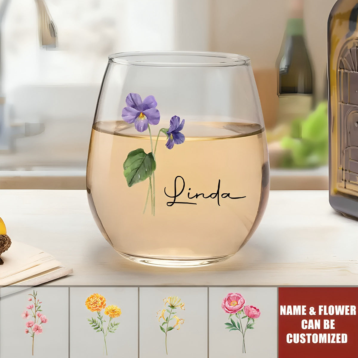 Friends Are Like Flowers, They Fill The World With Beauty - Bestie Personalized Custom Wine Glass - Gift For Best Friends, BFF, Sisters