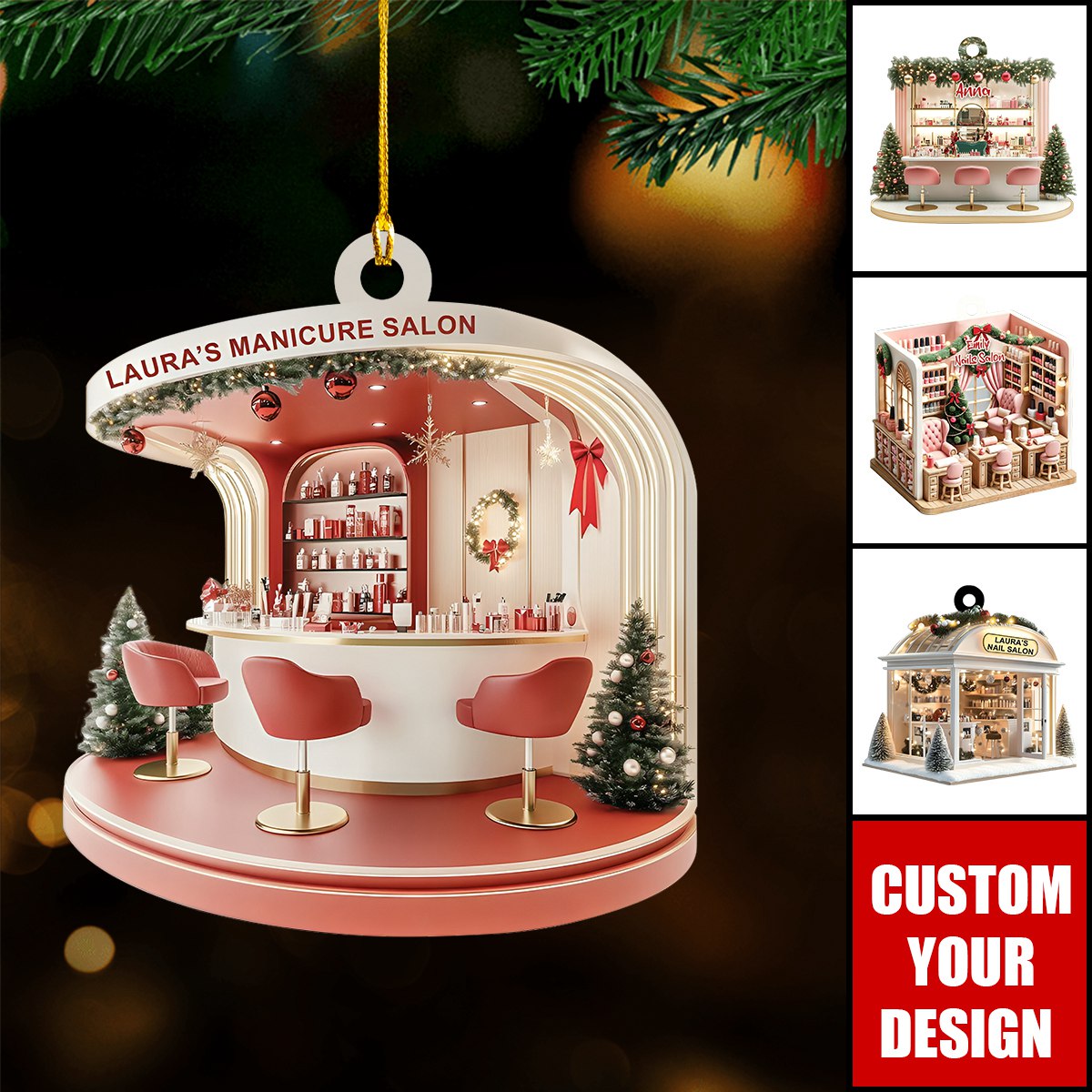 Personalized Nail Salon Christmas Ornament - 2024 New Release Nail Spa Ornament