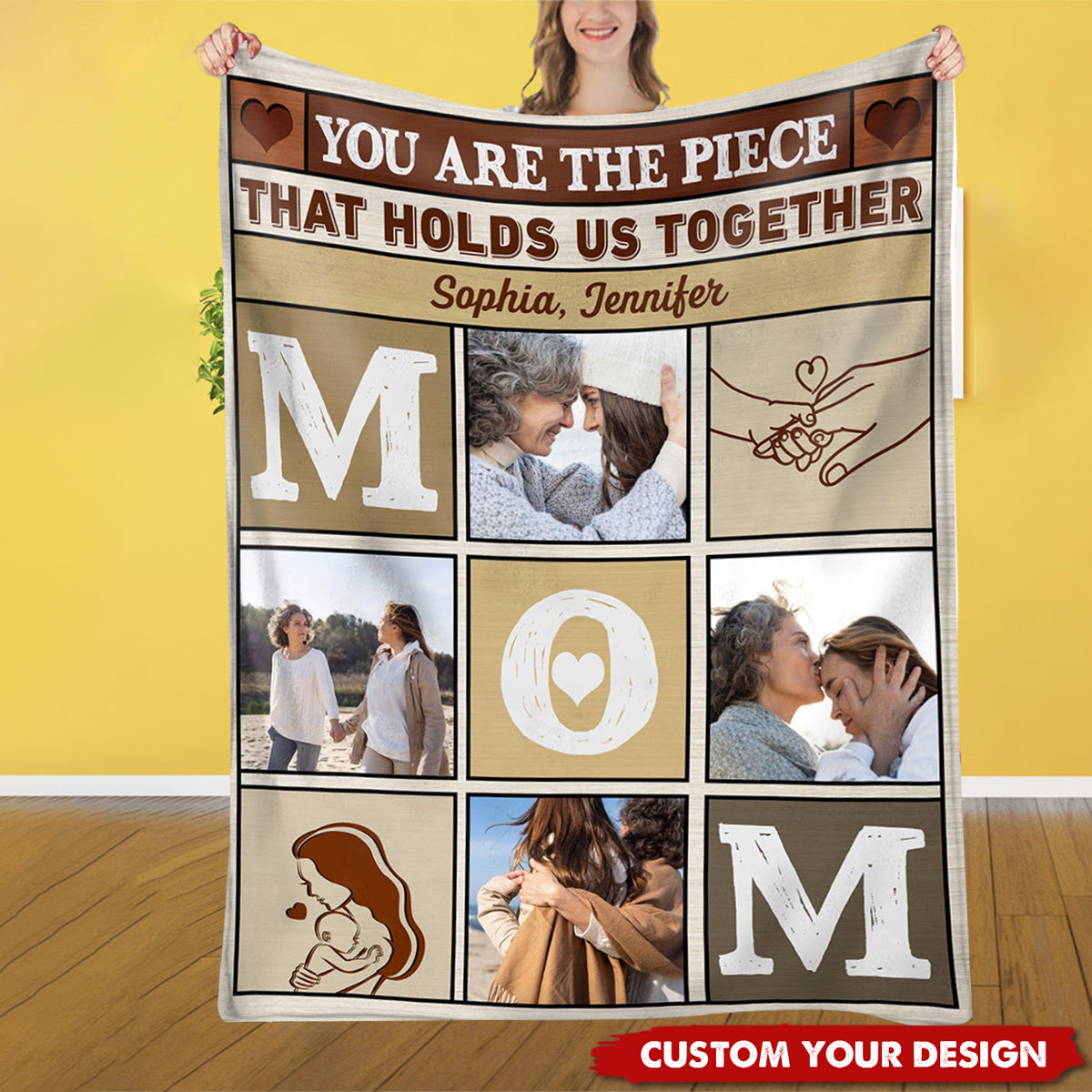 Holding Us Together - Personalized Photo Blanket for Mom - Mother's Day