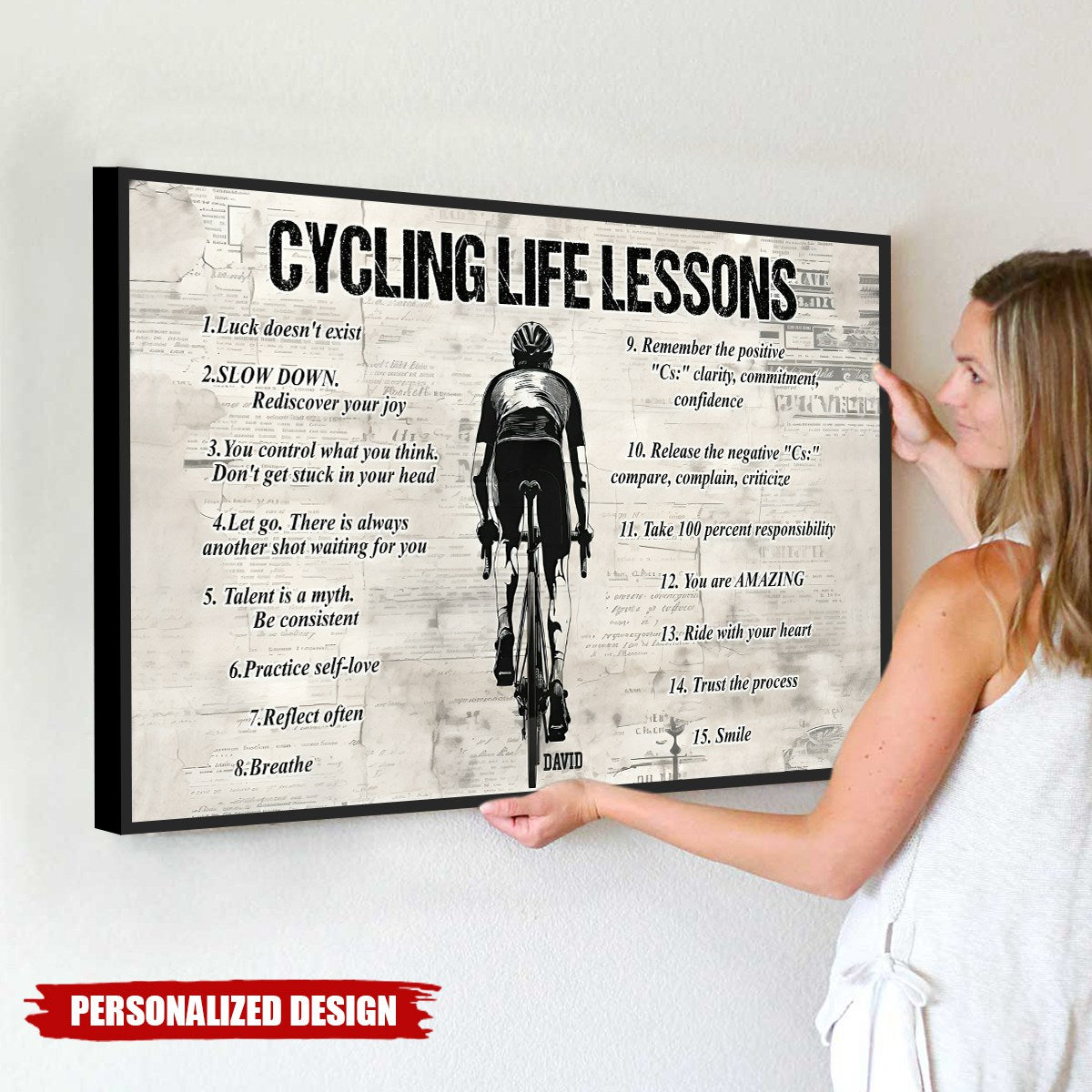 Personalized Cycling Life Lessons Poster