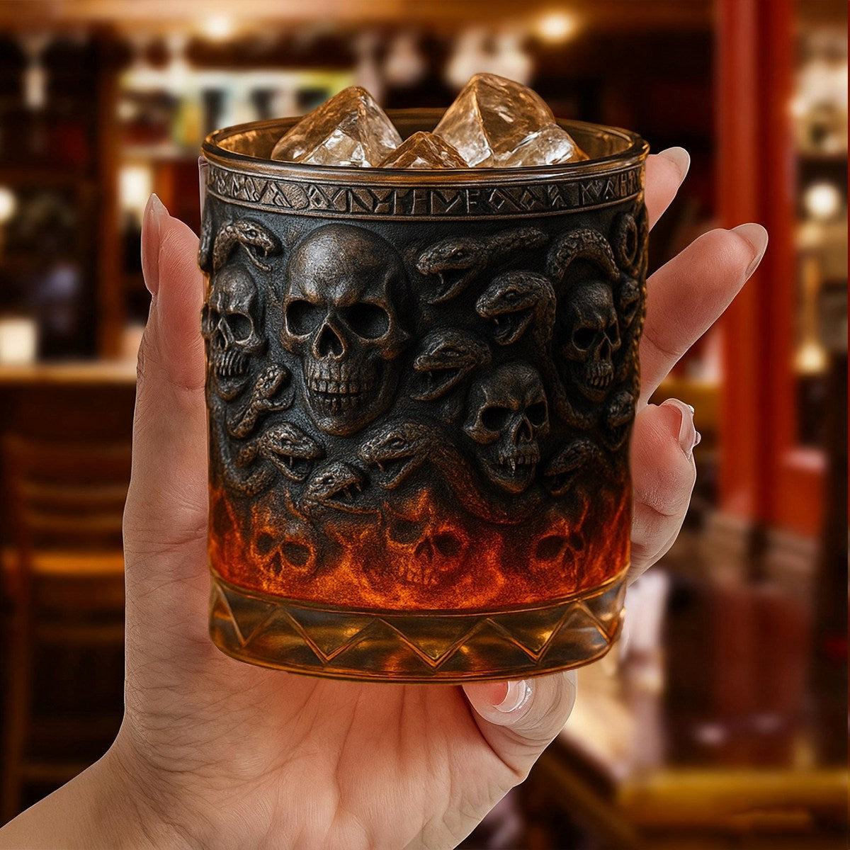 Serpent and Skull Whiskey Glass