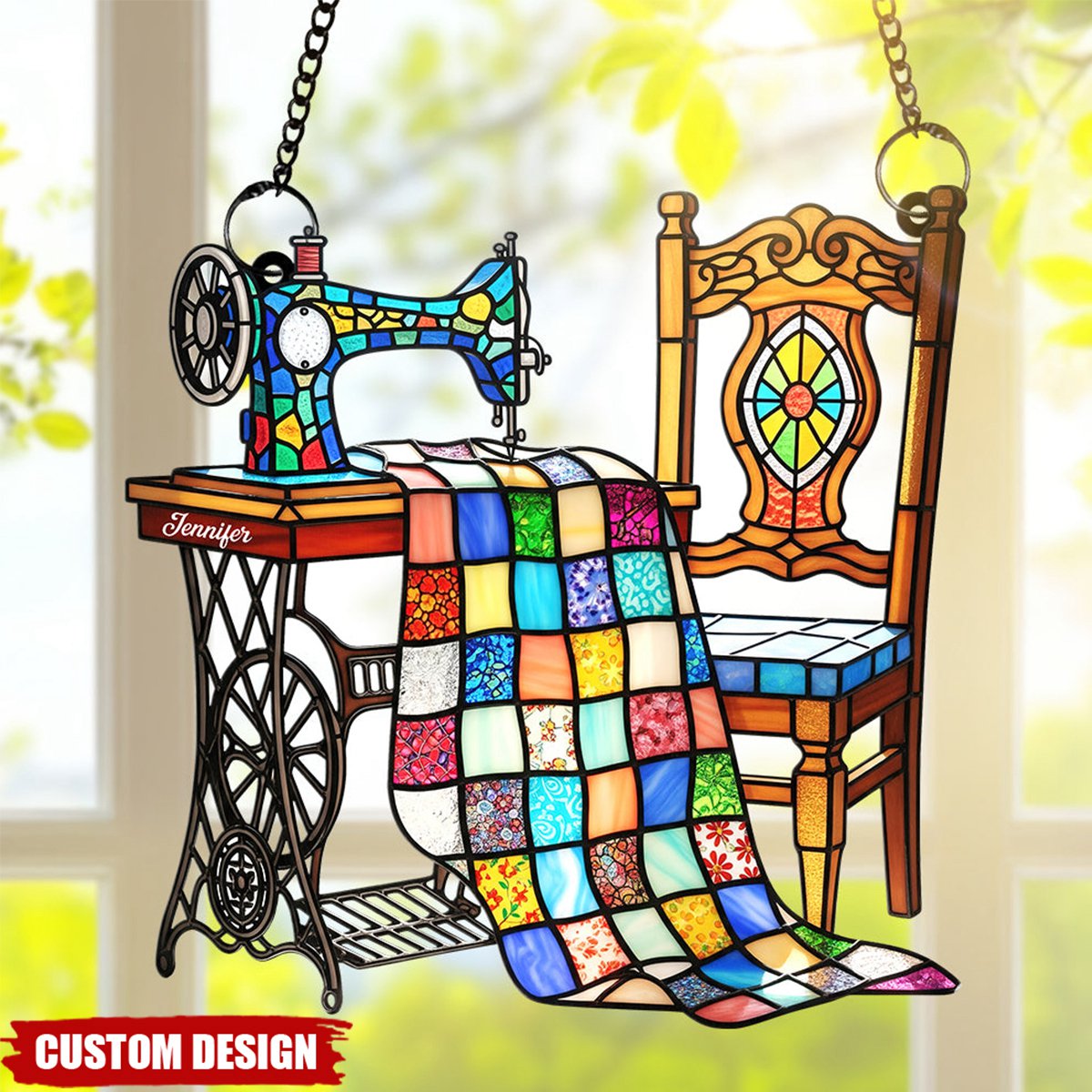Vintage Sewing Machine Suncatcher Ornament – Personalized Gifts For Sewing Lovers
