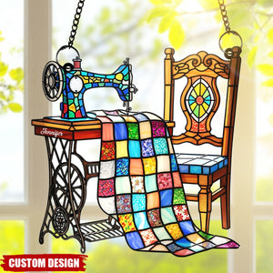 Vintage Sewing Machine Suncatcher Ornament – Personalized Gifts For Sewing Lovers