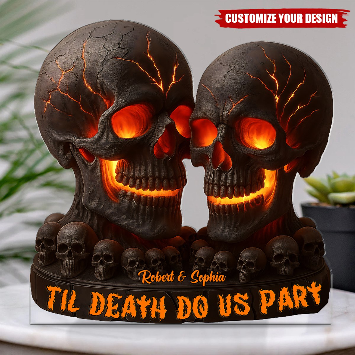 Til Death Do Us Part - Personalized Skull Custom Shaped Acrylic Plaque