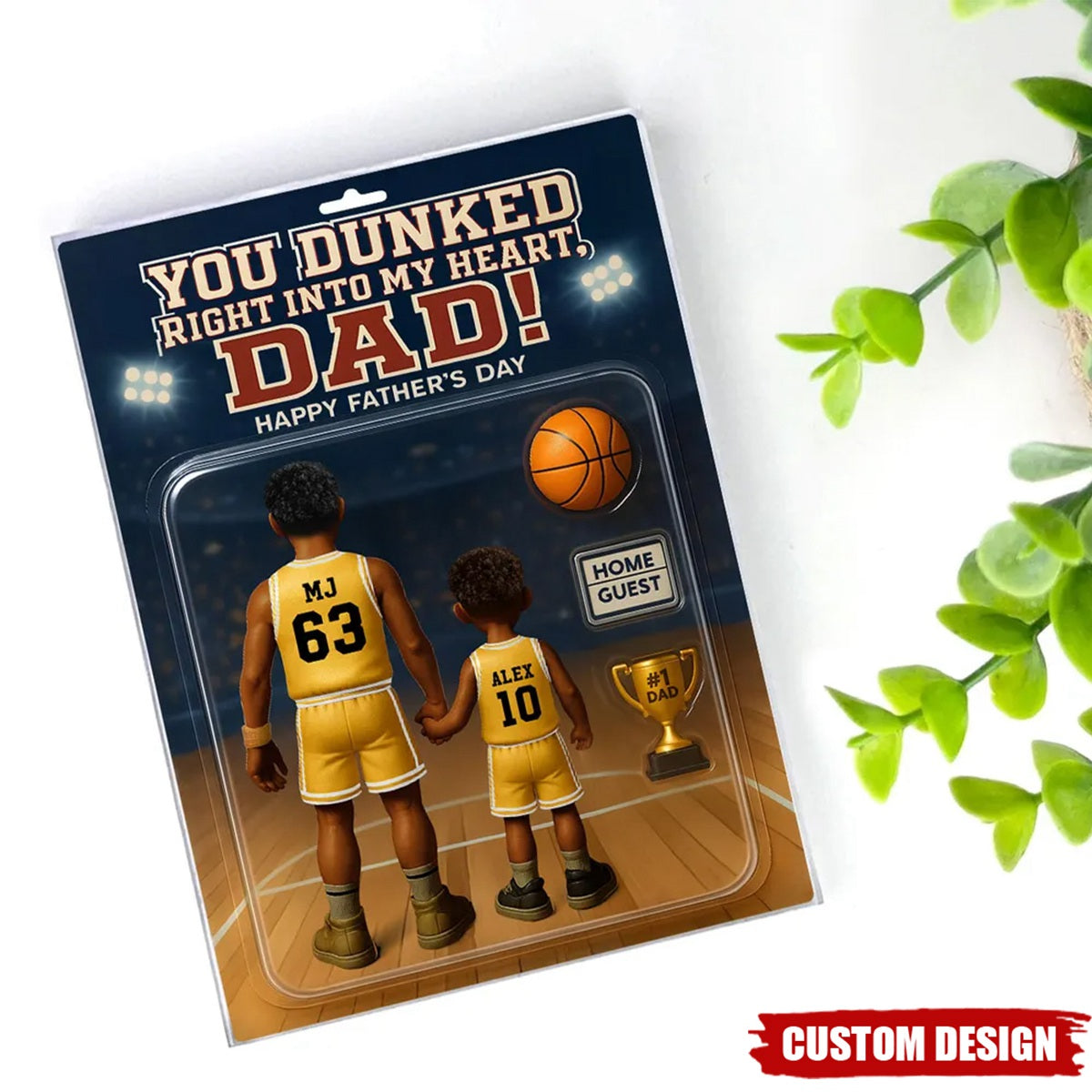 You Dunked Right into my Heart Dad - Personalized Basketball Shaped Acrylic Plaque