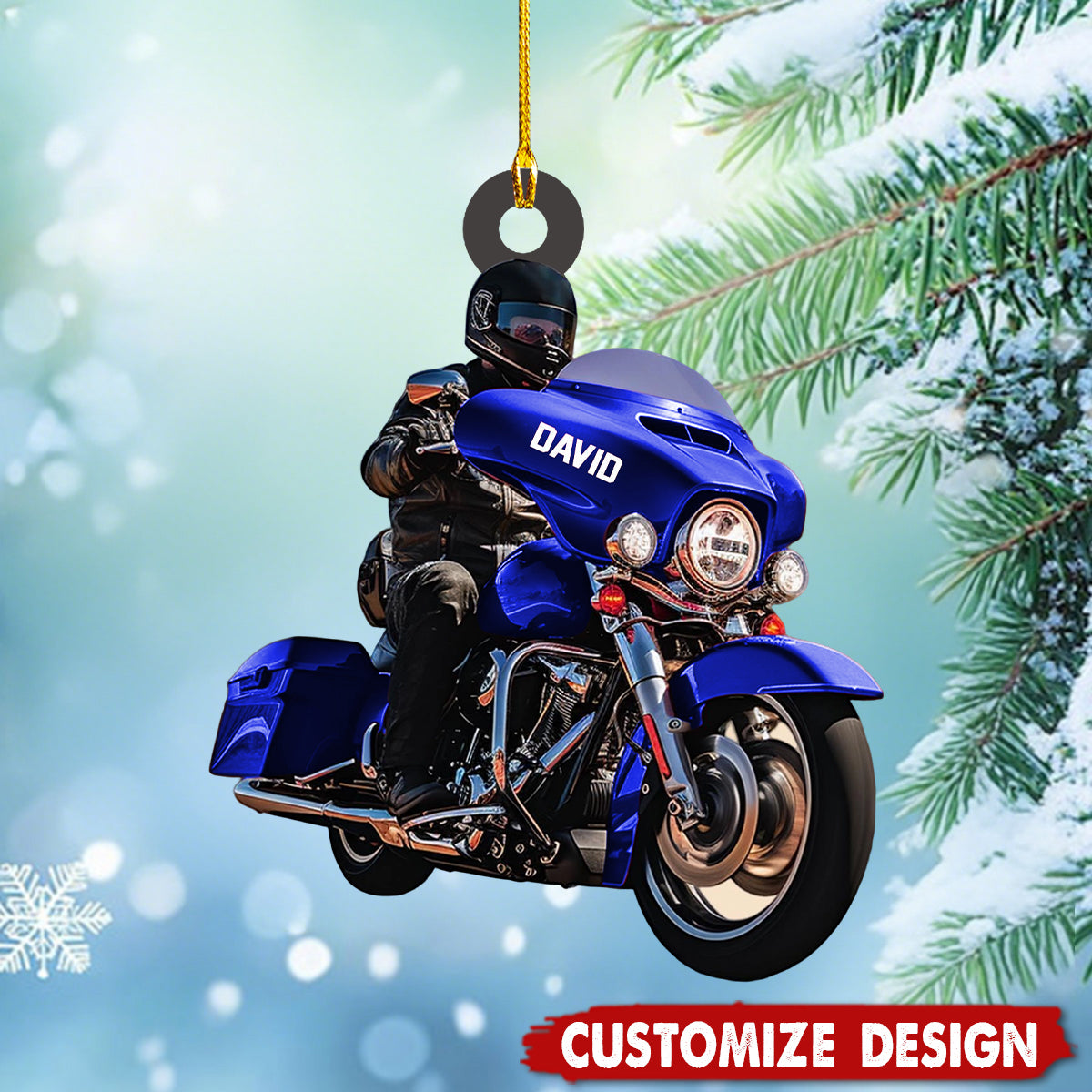 Custom Name Biker Street Glide Motorcycle Personalized Christmas Ornament