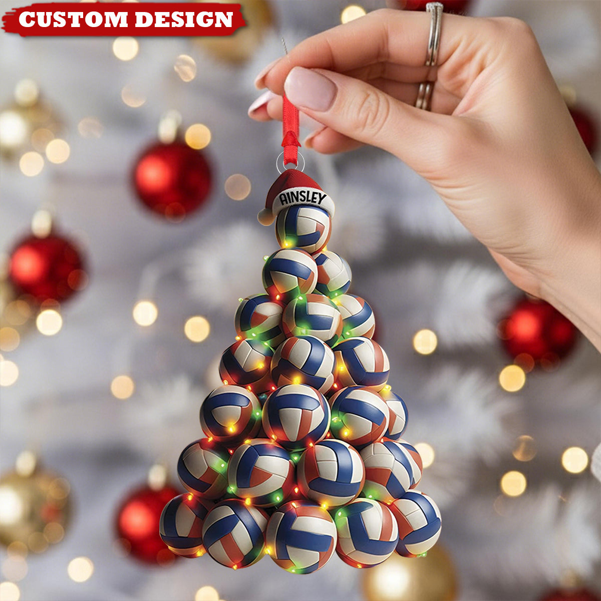 Personalized Volleyball Tree Ornament – Custom Sports Xmas Gift