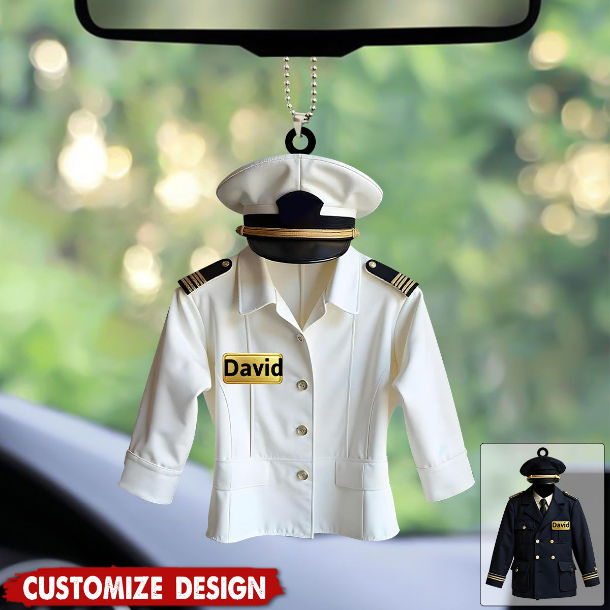 Personalized Pilot Uniform Car Ornament - Gift For Pilot