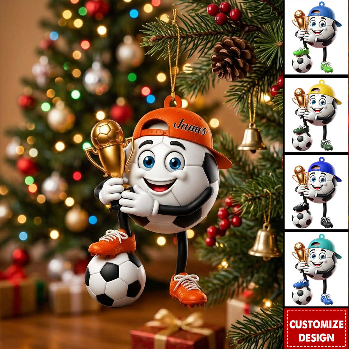 Personalized Cute Soccer Mascot Ornament - Gift for Soccer Lover - New Release