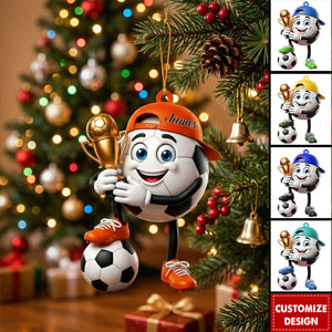 Personalized Cute Soccer Mascot Ornament - Gift for Soccer Lover - New Release