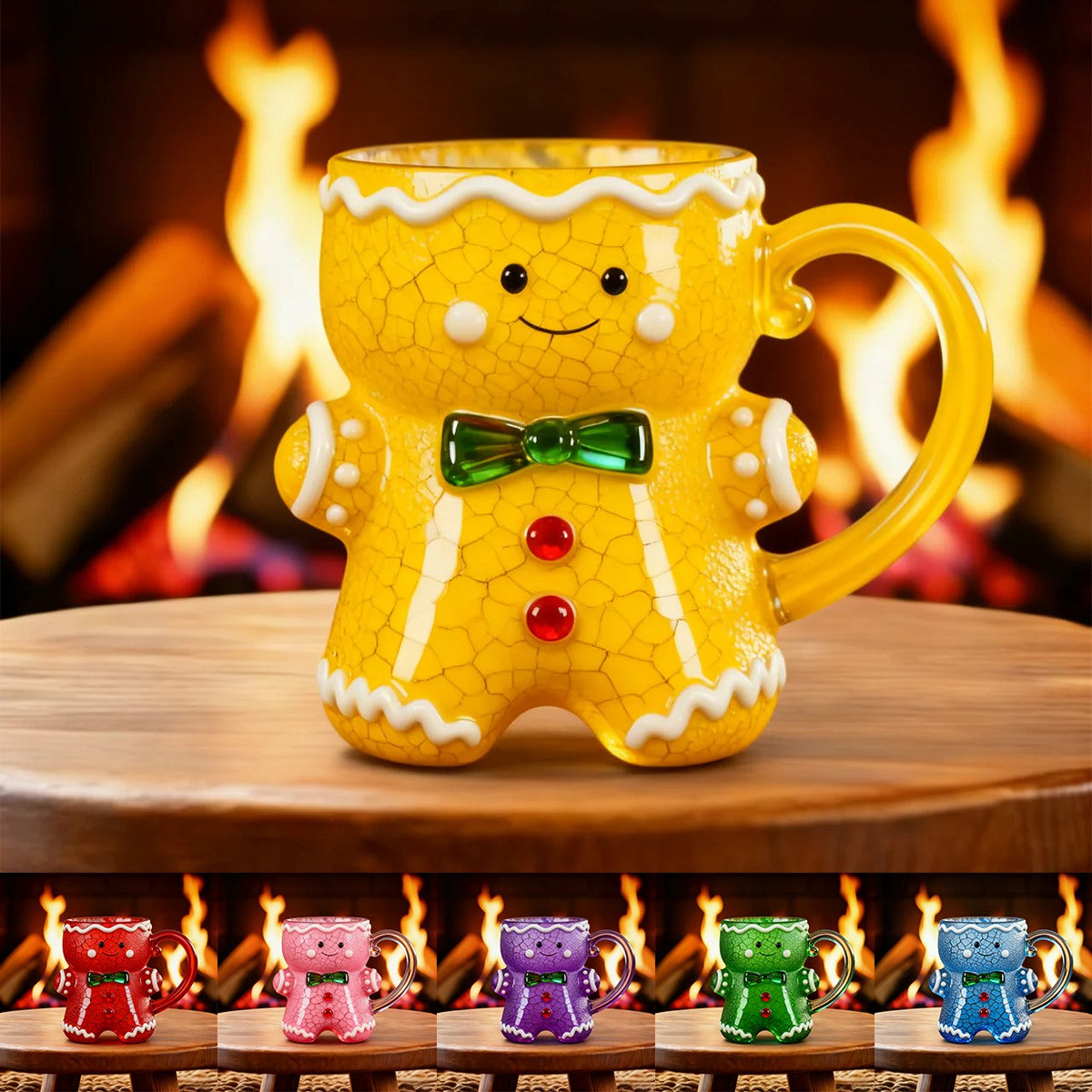 Gingerbread Man Colored Glass Cup