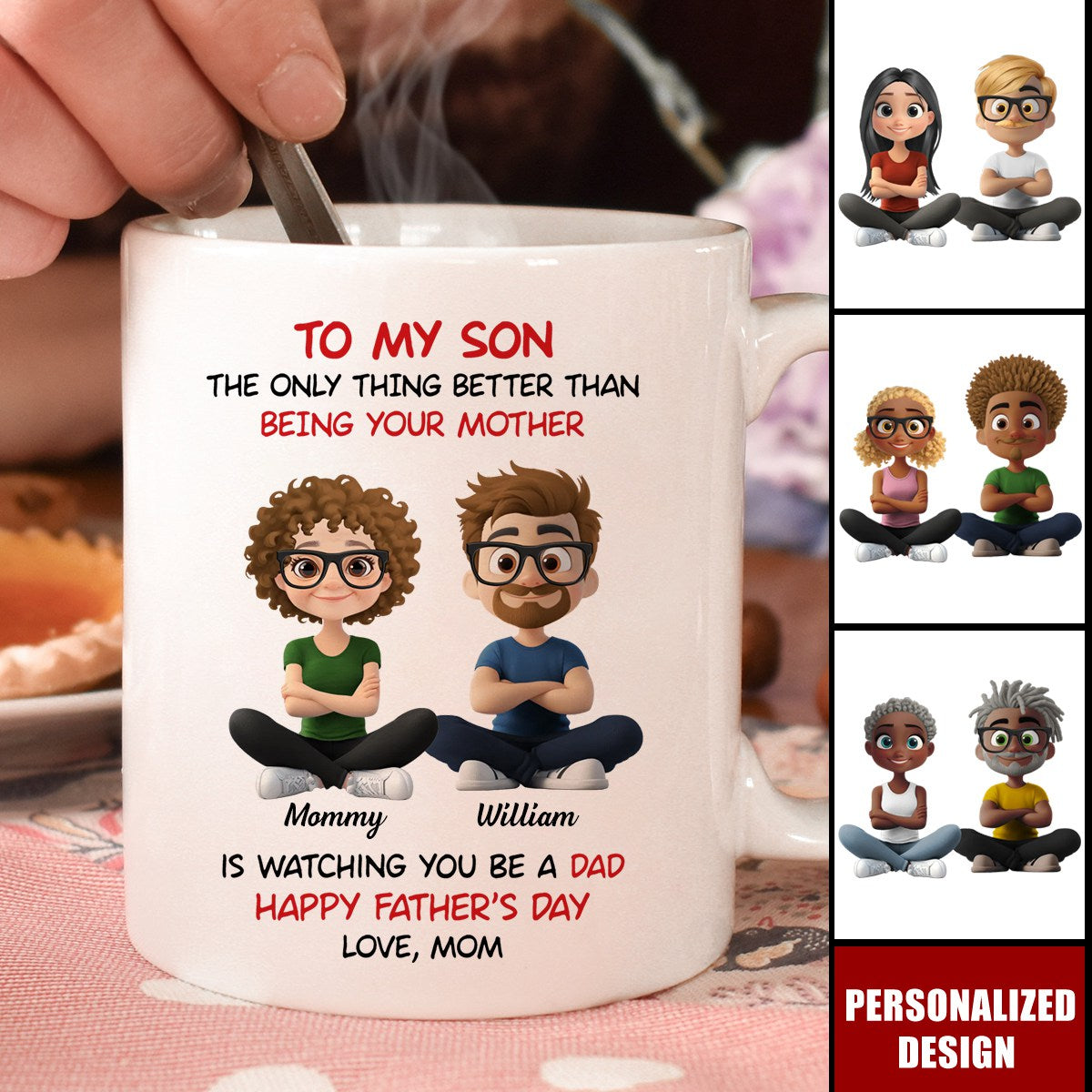 To My Son Cartoonize-Personalized Coffee Mug