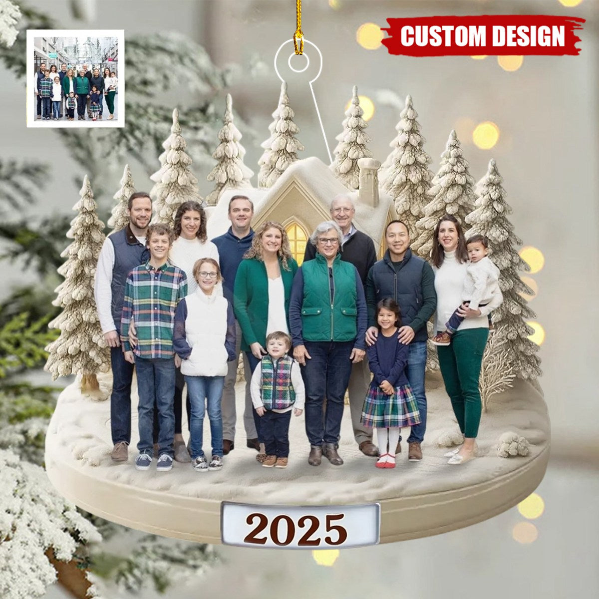 Personalized Upload Family Photo Acrylic Christmas Ornament