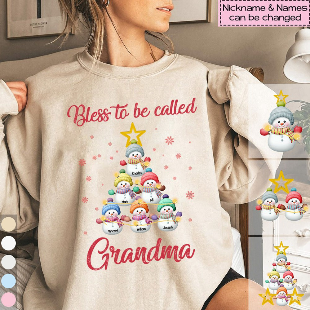 Personalized Snowman Kids Christmas Tree Sweatshirt