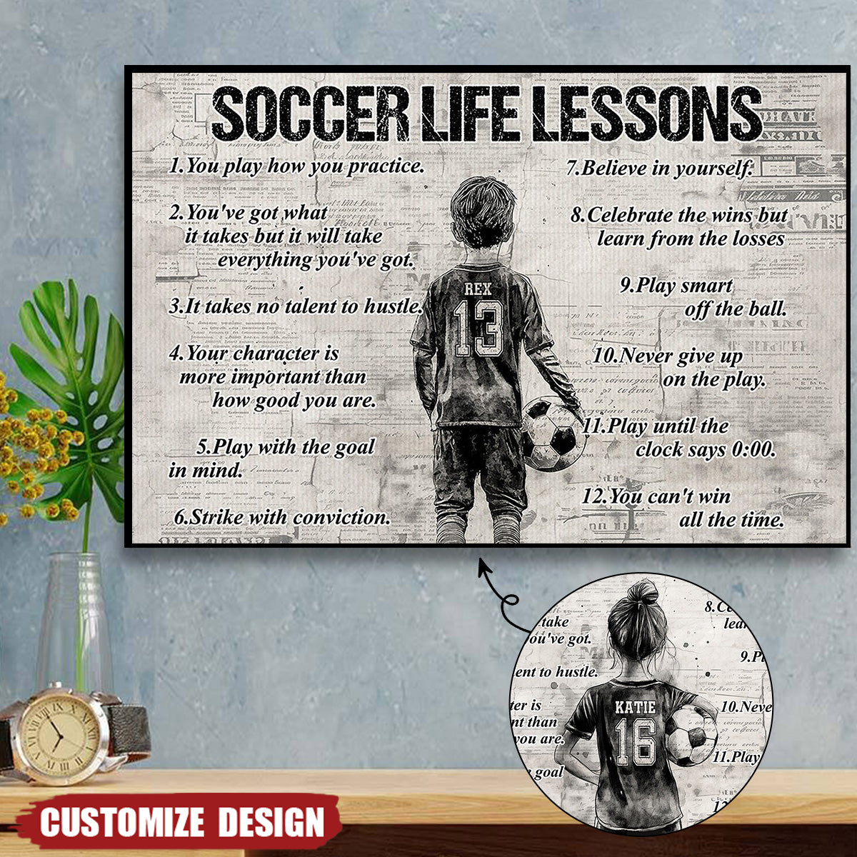 Personalized Soccer Poster For Kids -Gift For Young Soccer Fans