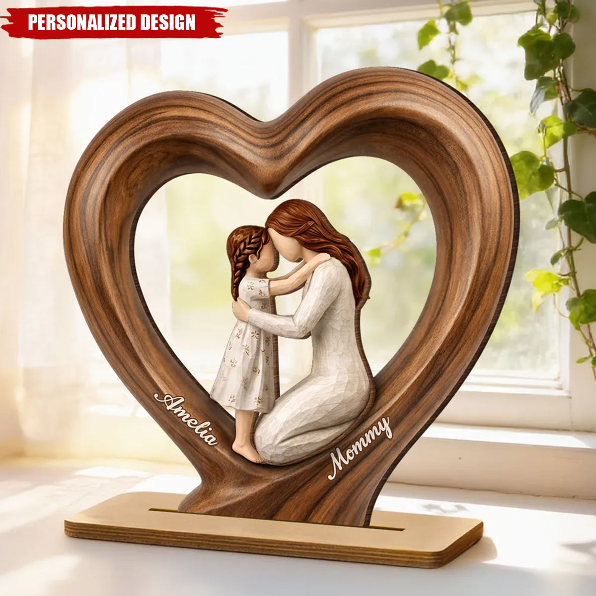 Mom and Daughter Son-Personalized Wooden Plaque-Mother's Day Gift for Mom, Wife