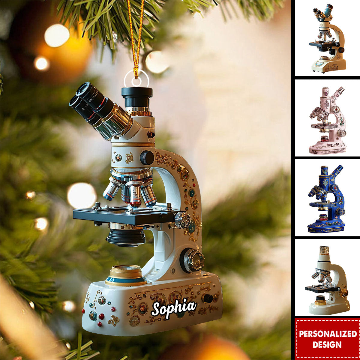 Personalized Microscope Christmas Ornament Gift For Lab Lovers