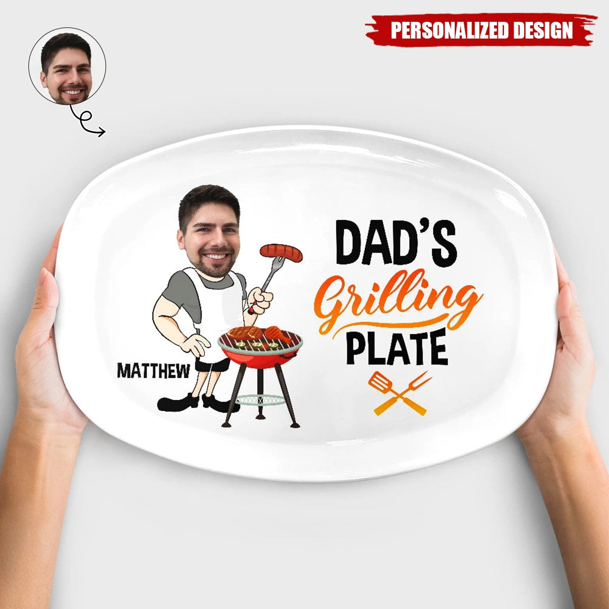 Daddy's Grilling Plate - Personalized Photo Plate
