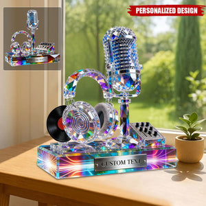 Personalized Stained Glass Microphone And Headphone Acrylic Plaque