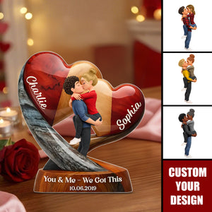 Couple Heart You & Me We Got This - Personalized Acrylic Block Plaque - Anniversary, Valentine's Day Gift