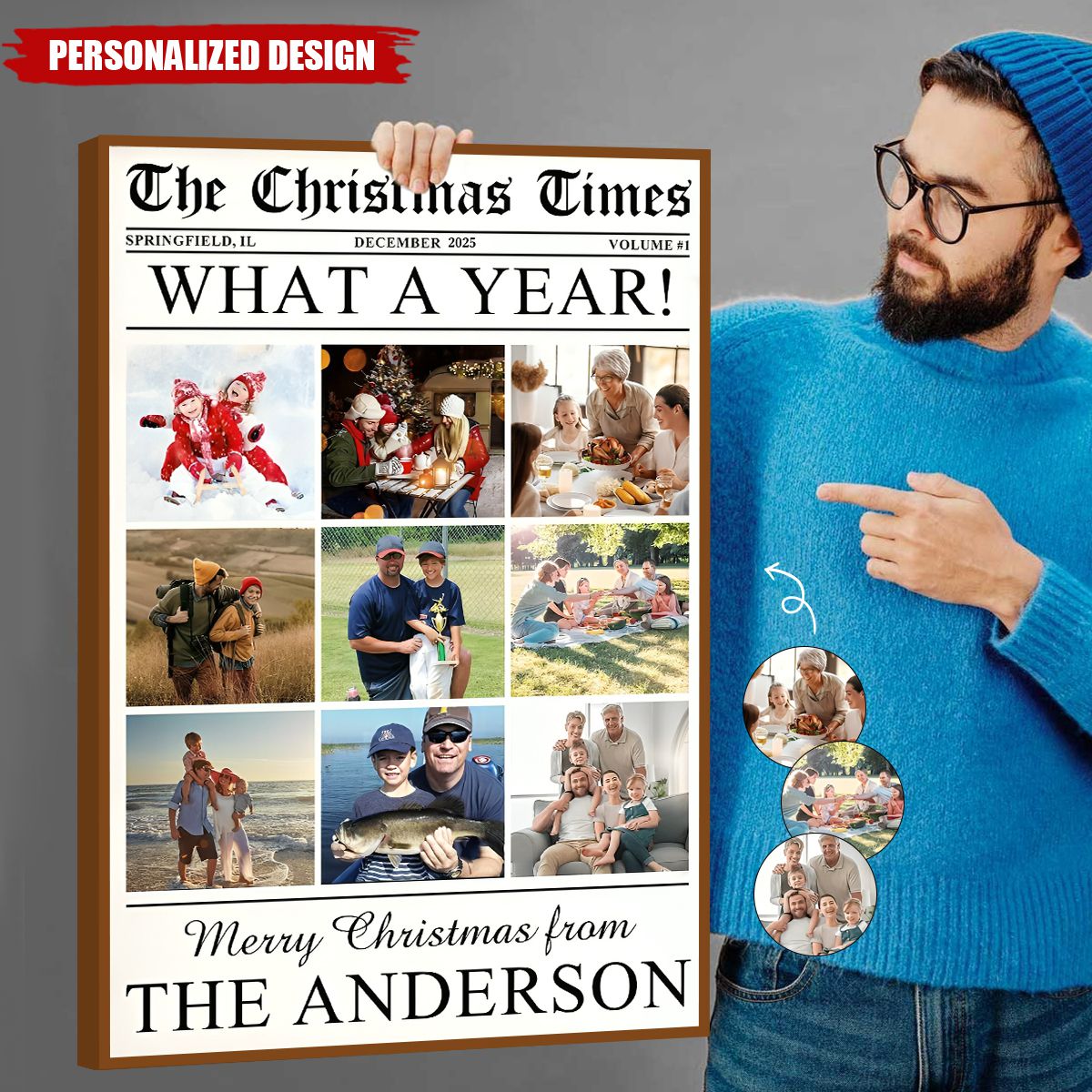 What A Year-Personalized Family Photo Christmas Poster-Gift for Family