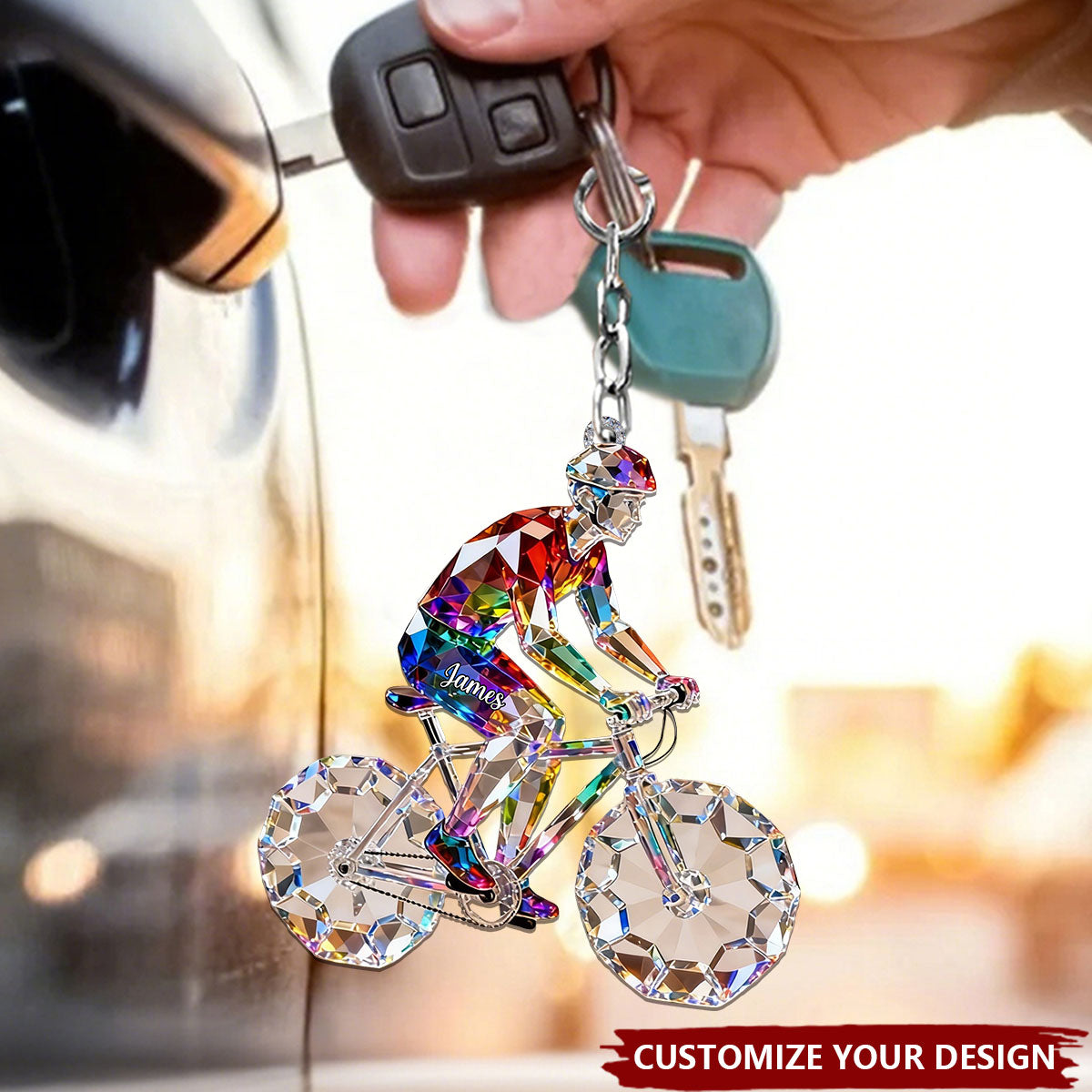 Personalized Bicycle Crystal Keychain - Gift for Cycling Enthusiast And Cyclist