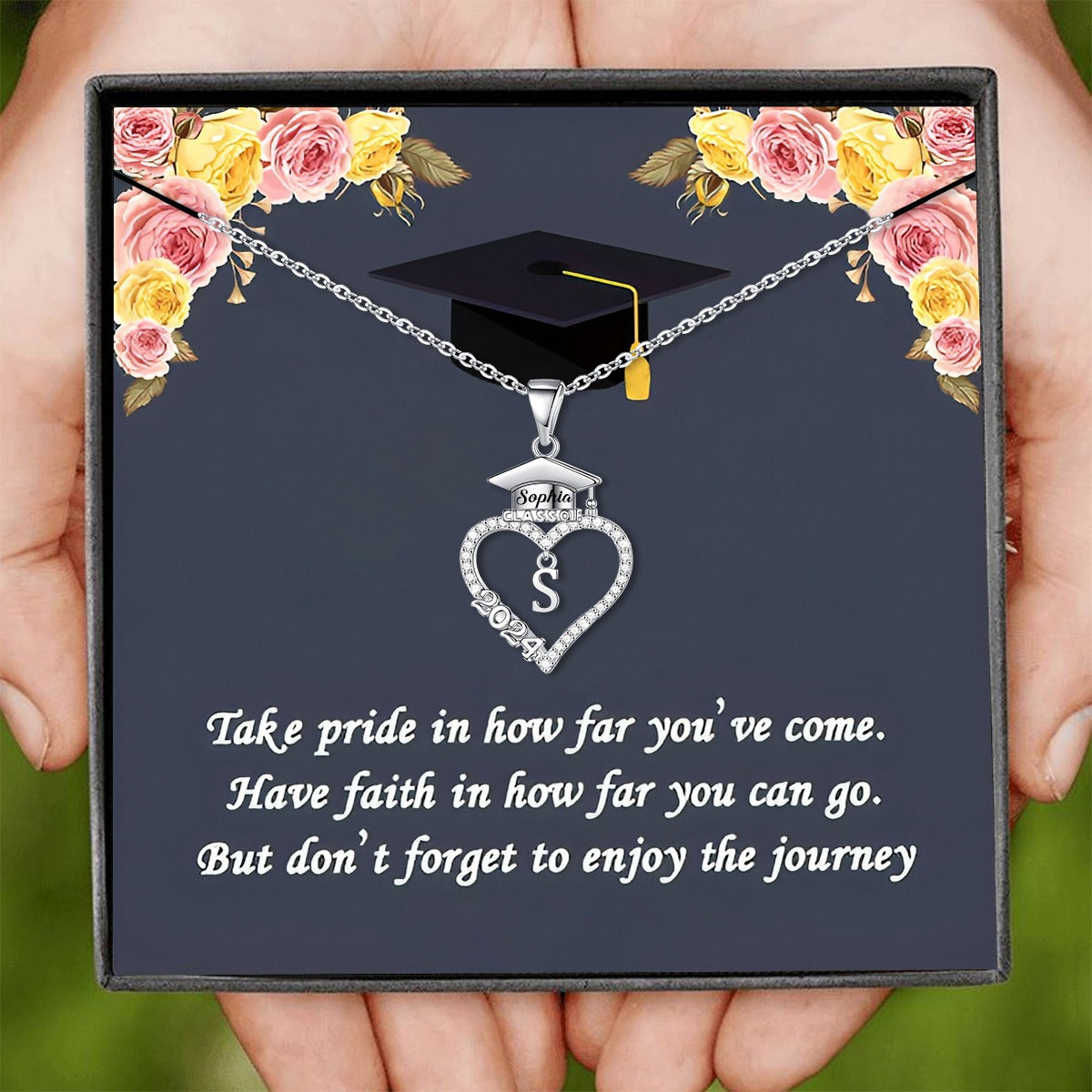 Personalized Graduation Cap Necklace, Graduation Gift for Class of 2025 Graduates