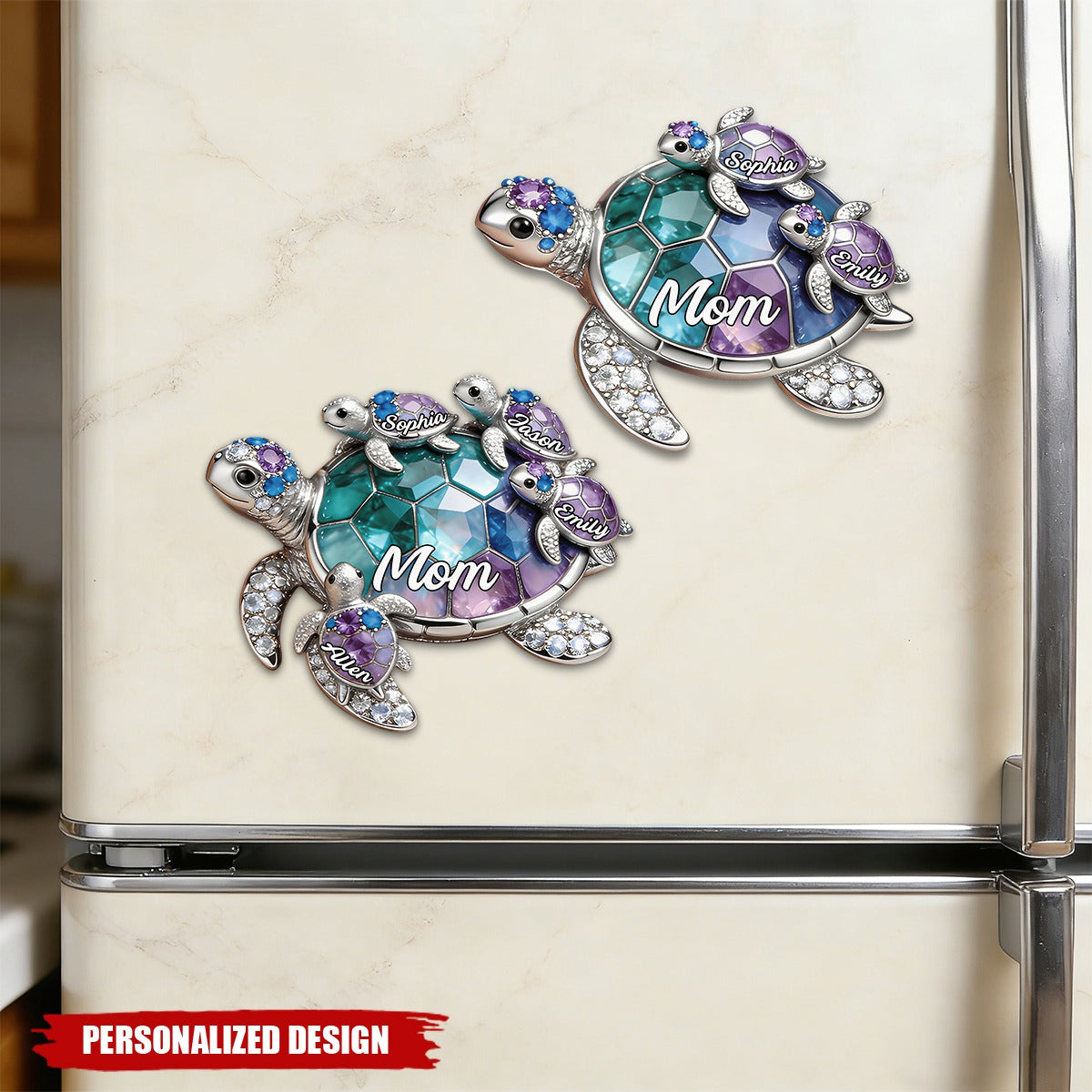 Personalized Grandma/Mom shaped Turtle Fridge Magnet-Gift For Mom and Grandma
