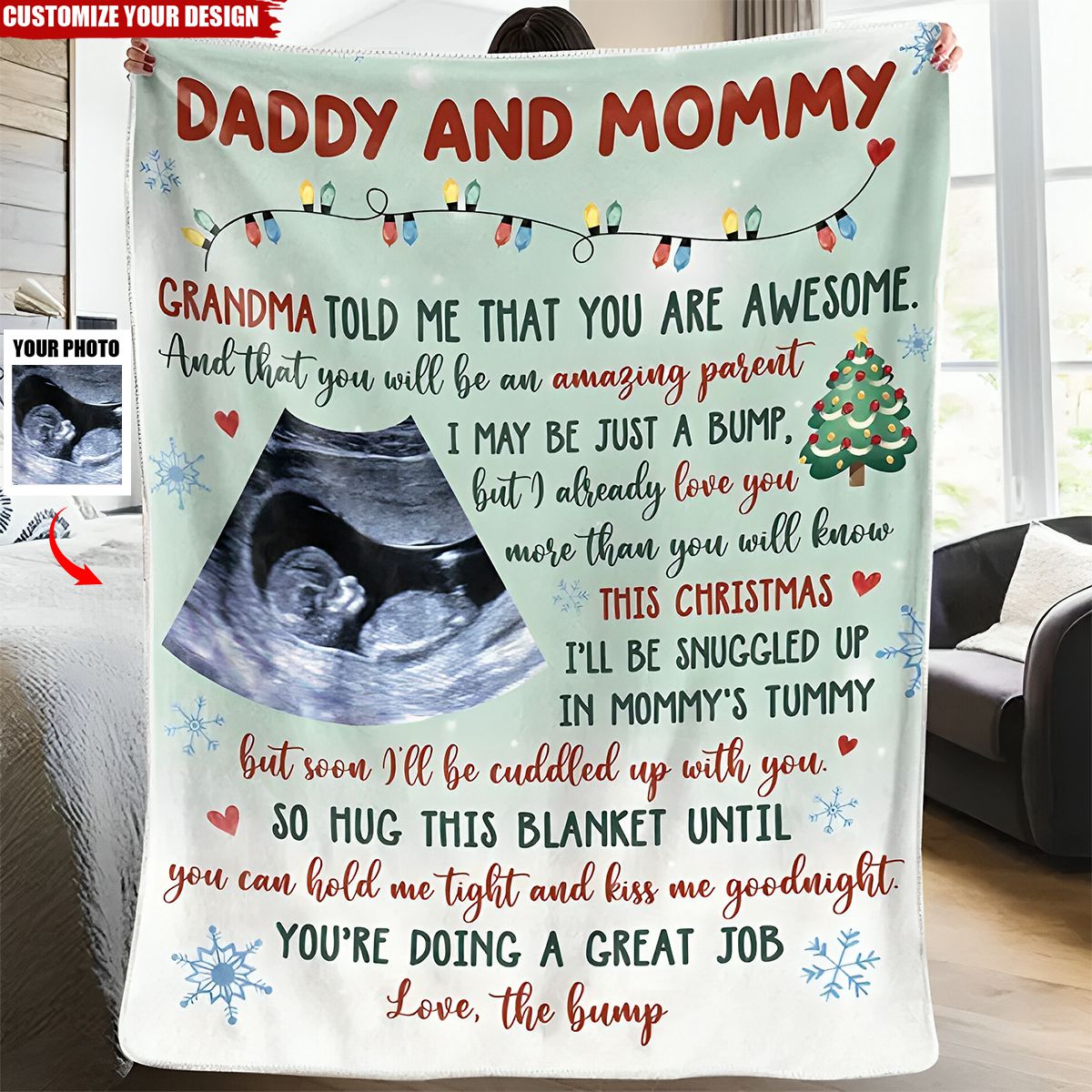 Custom Photo I'll Be Cuddled Up With You - Family Personalized Custom Blanket - Baby Shower Gift, Gift For First Mom