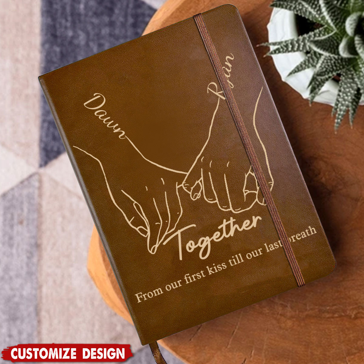From our first kiss till our last breath - Personalized Couple Leather Notebook - Anniversary Gift For Wife,Husband