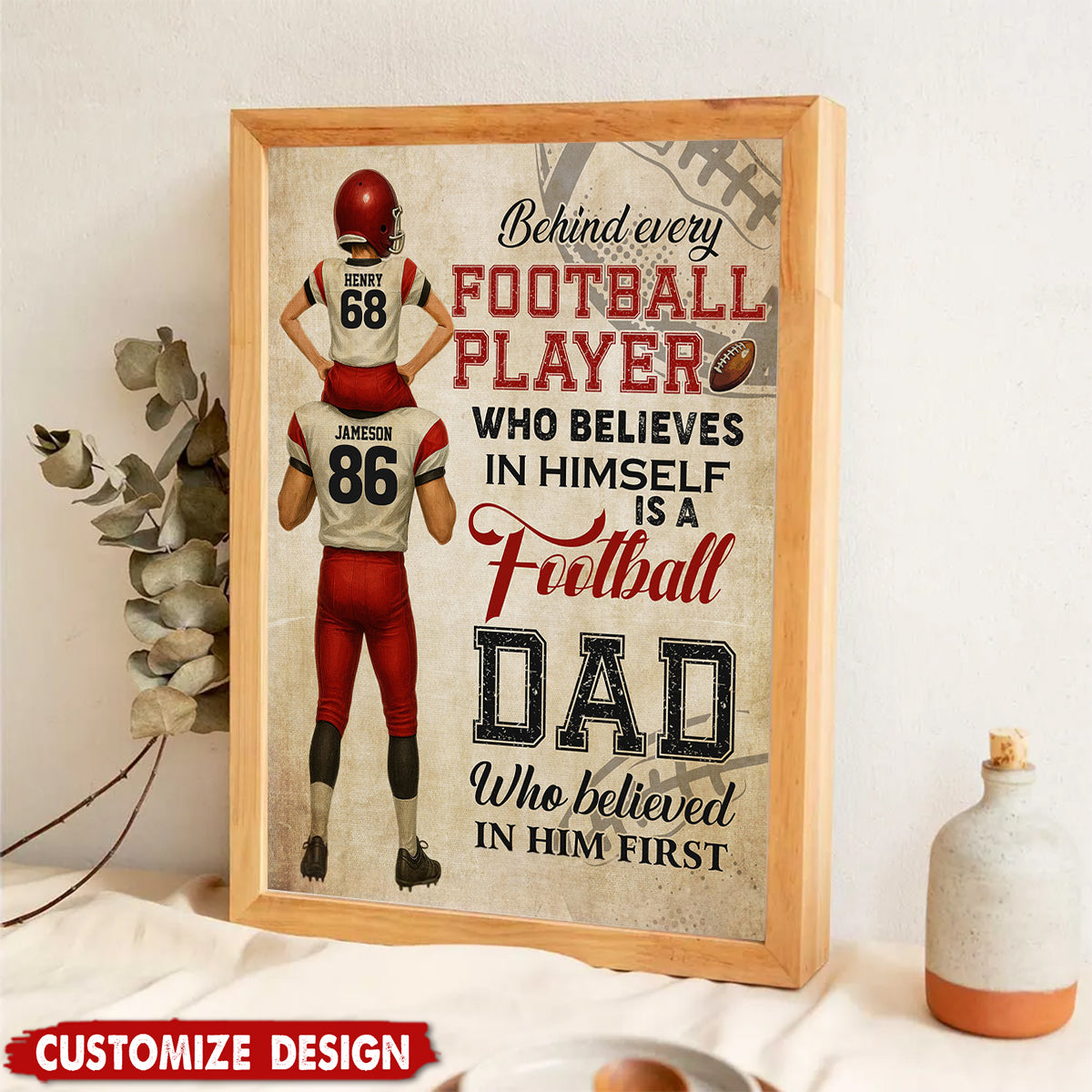 Personalized American Football Dad Son Poster - Birthday,Father's Day Gift For American Football Lovers