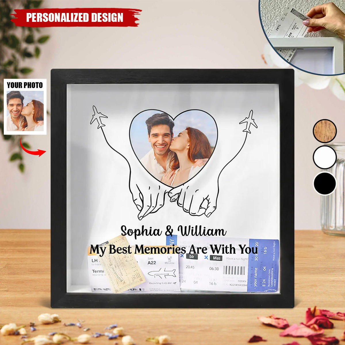 Custom Photo Couple Travel Lovers Best Memories With You-Personalized Ticket Memory Box