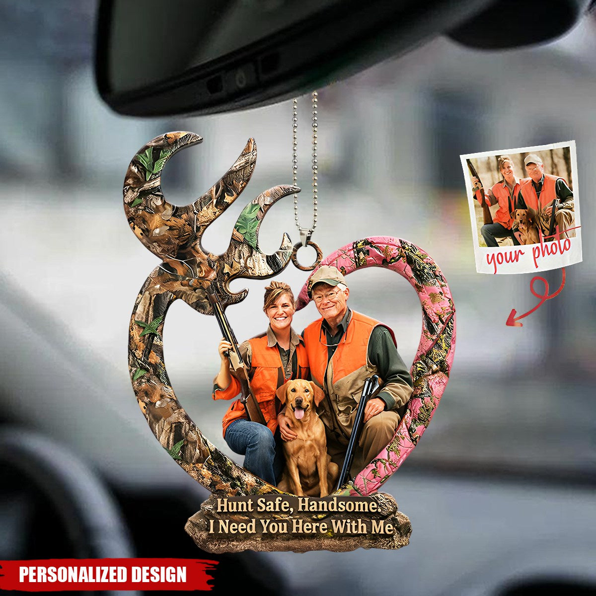 Couple Hunting-Personalized Photo Car Hanging Ornament-Gifts For Couple