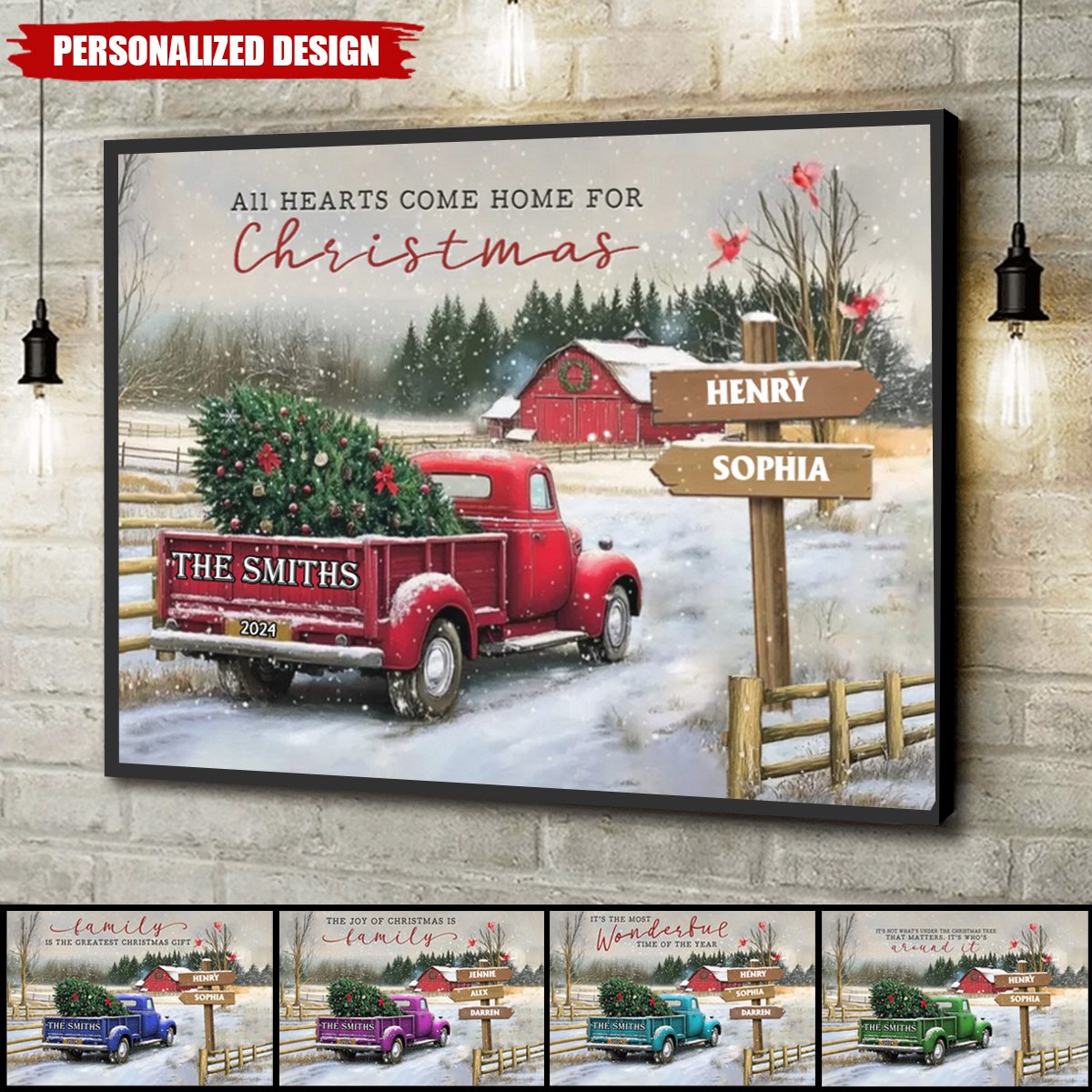 Personalized Family Farm Christmas Truck Poster-Gifts For Truck Lover