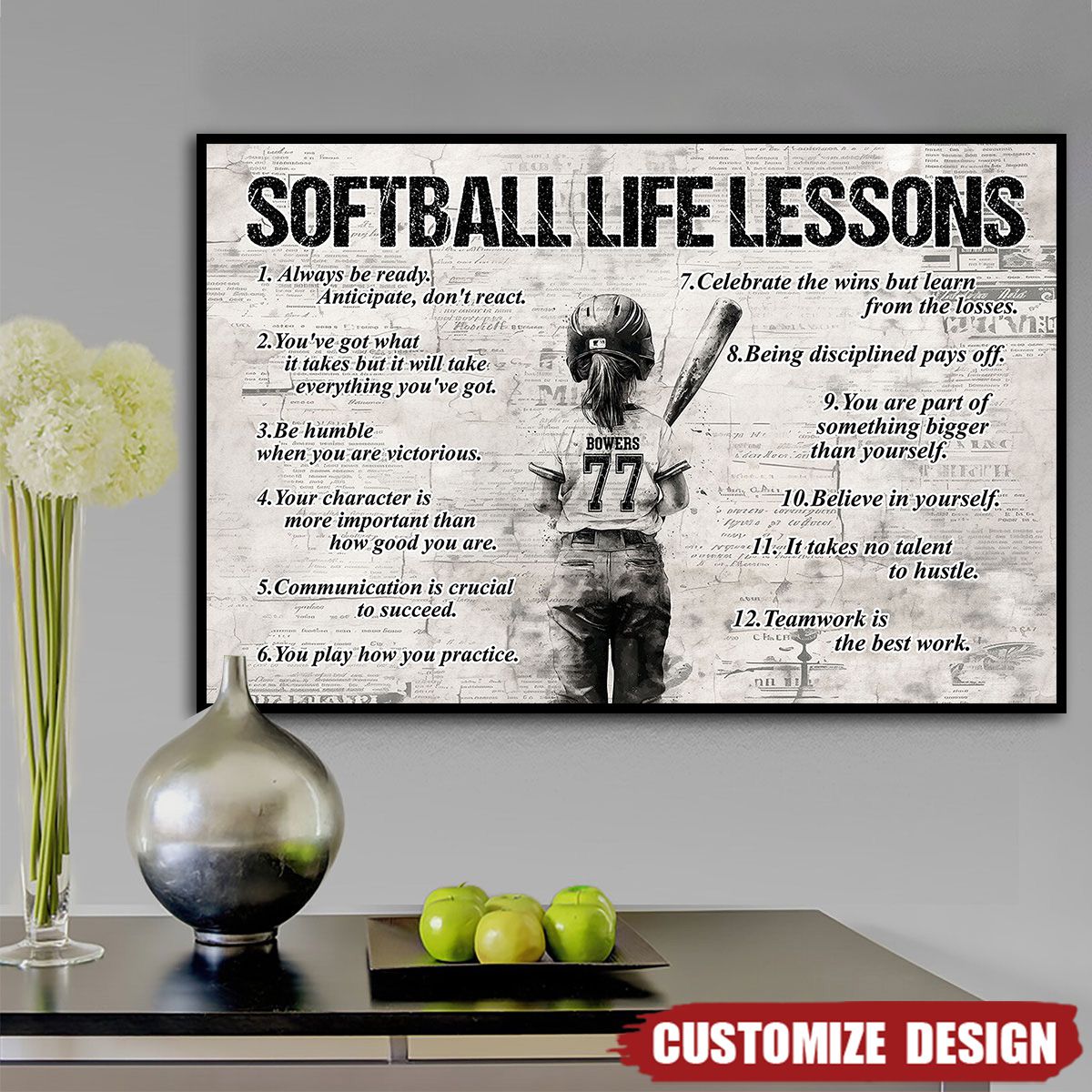 Personalized Softball Girl Poster - Gift For Young Softball Fans