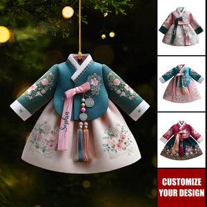 Personalized Korean Hanbok Dress Acrylic Ornament, Custom Cultural Holiday Keepsake