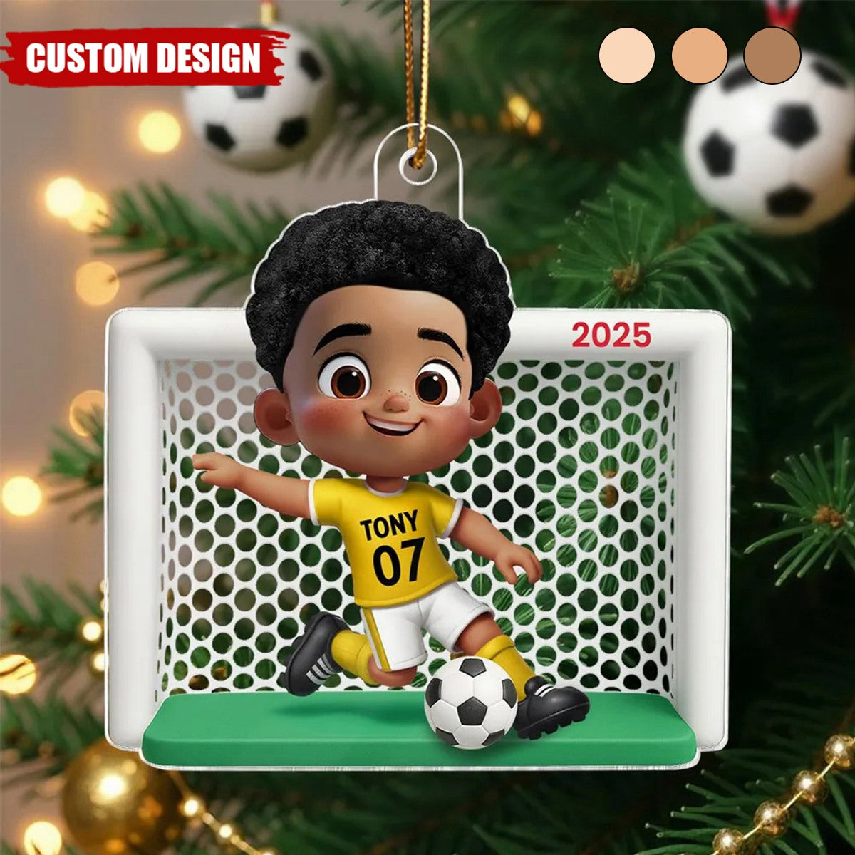 Boy Girl Soccer Player Personalized 2D Flat Acrylic Ornament, Christmas Gift