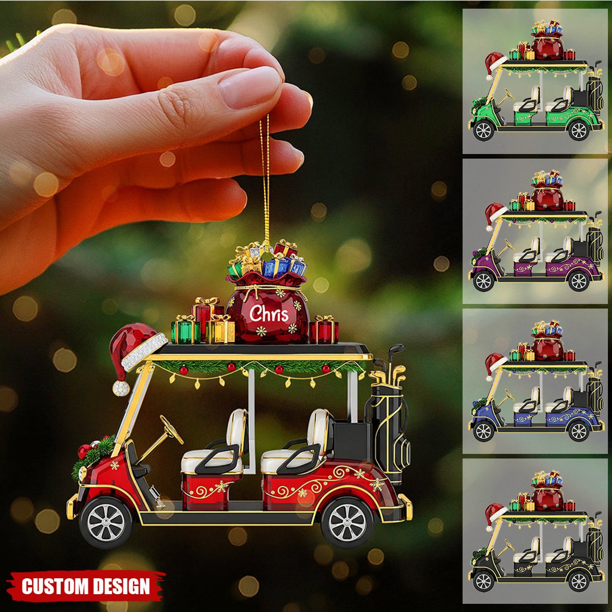 Golf Cart Ornament - Personalized Gifts For Golf Lovers