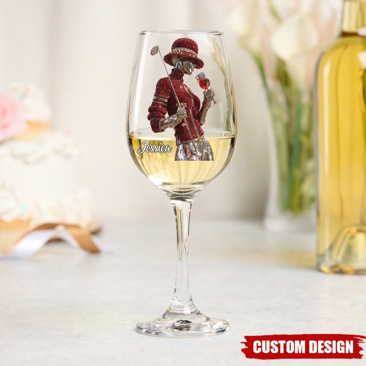 Golf And Wine - Personalized Golf Wine Glass With Long Stem