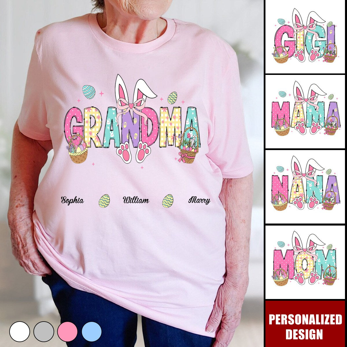 Personalized Easter Bunny T-Shirt-Gift For Grandma