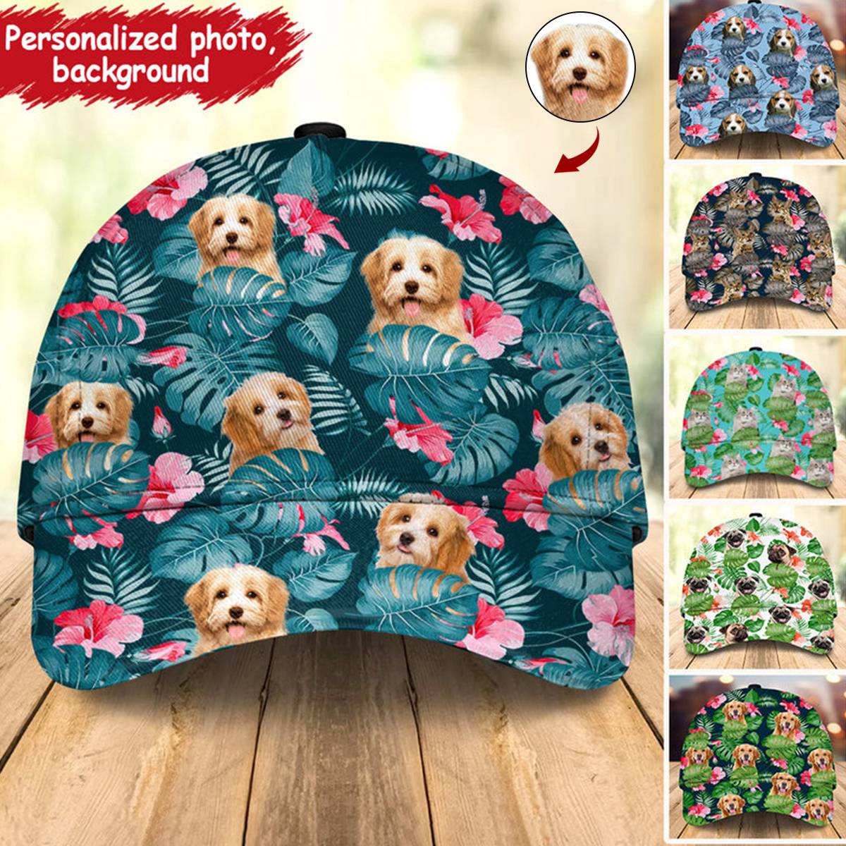 Custom Photo Tropical Style Dog Cat Personalized Classic Cap