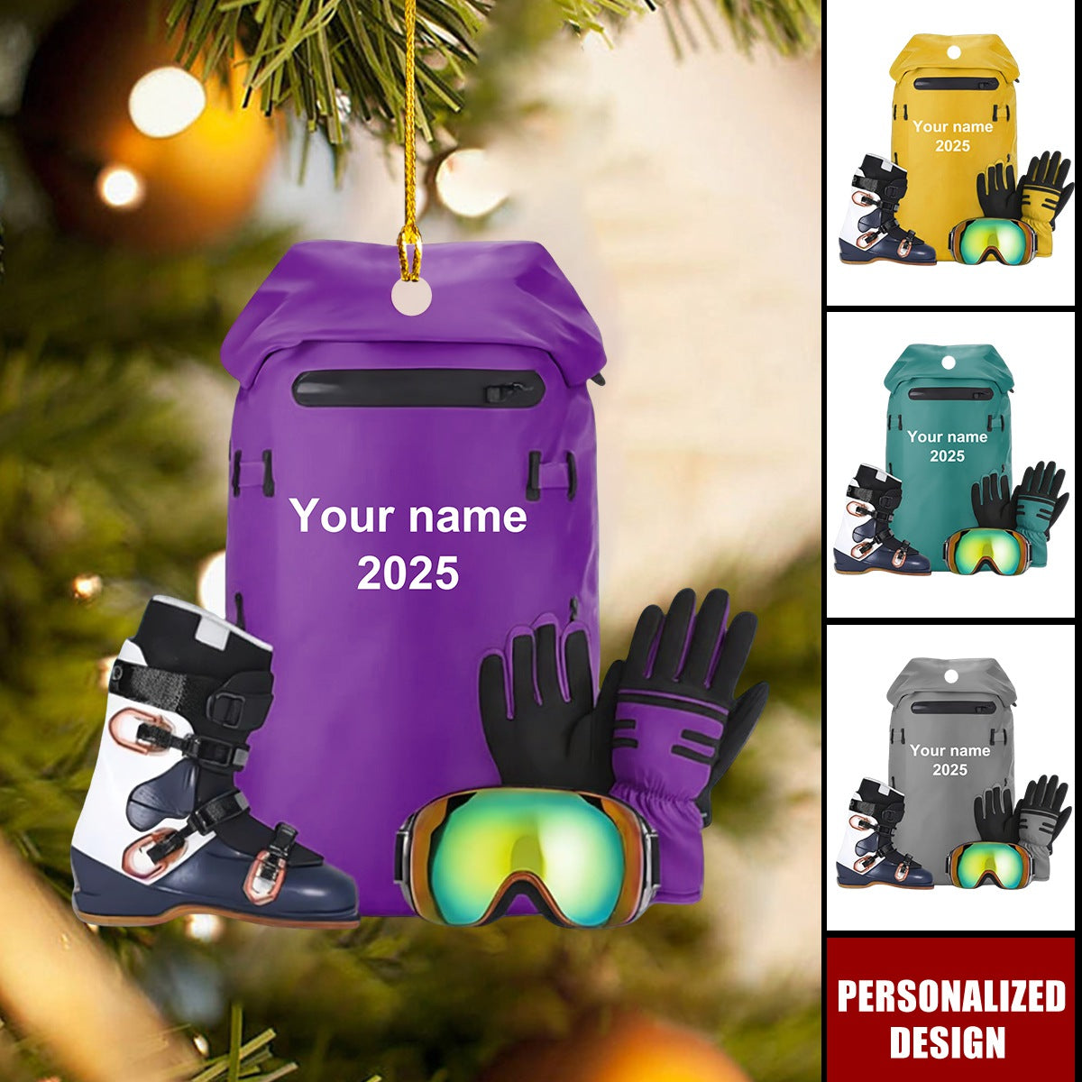 Personalized Ski Gear Ornament Gift For Skiing Lover