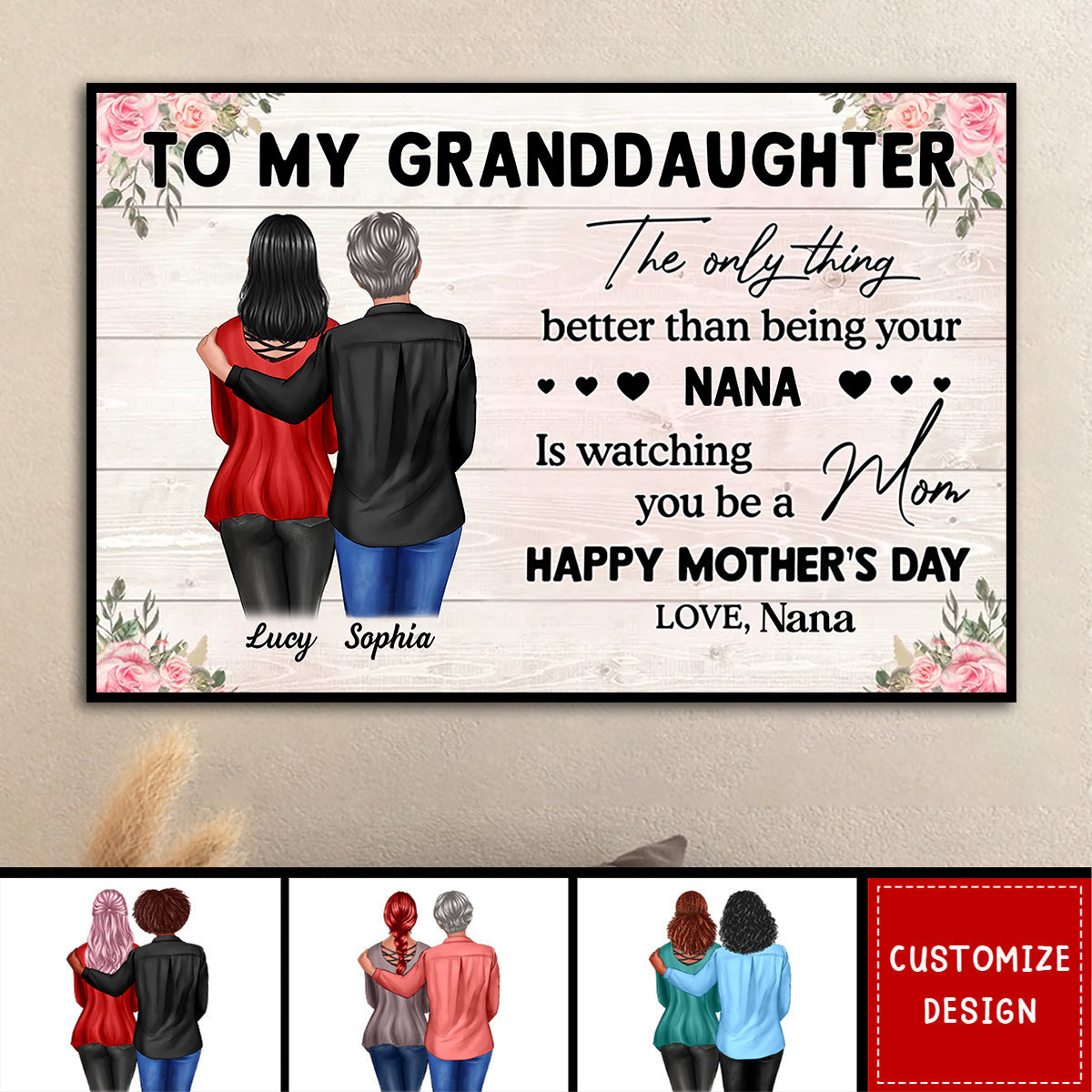 To My Granddaughter From Grandma Happy Mother's Day Personalized Poster-Gift For Mother's Day