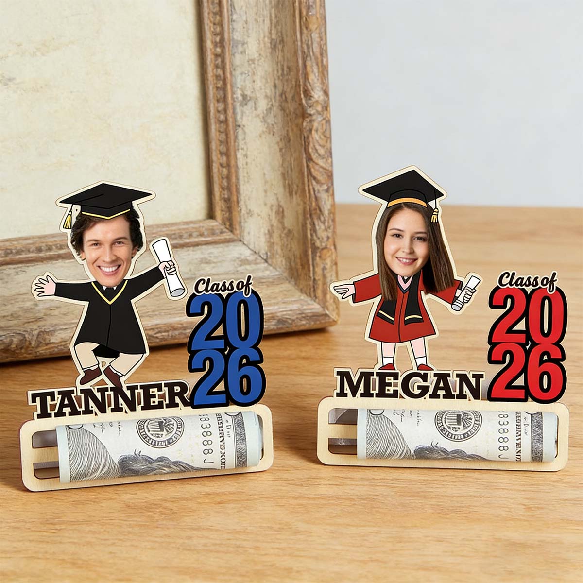 Custom 2026 Funny Graduation Money Holder, Personalized Face & Name Standee