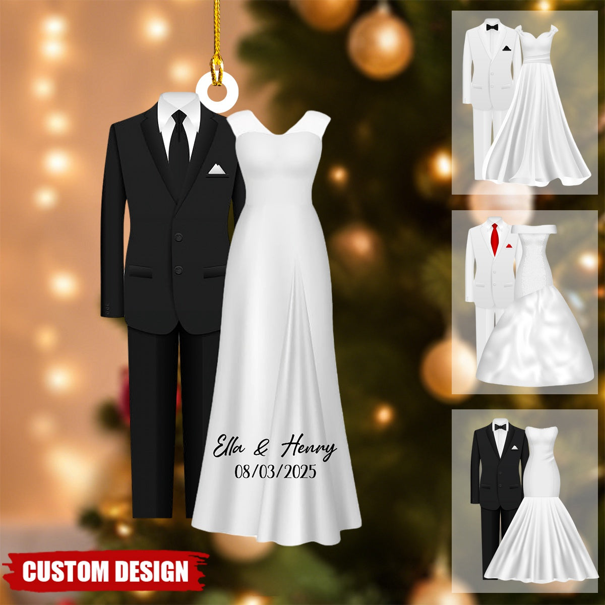 Personalized Get Married Couple Ornament, Anniversary Wedding Gift, Custom Name Ornament, First Christmas Married Ornament, Mr Mrs Ornament