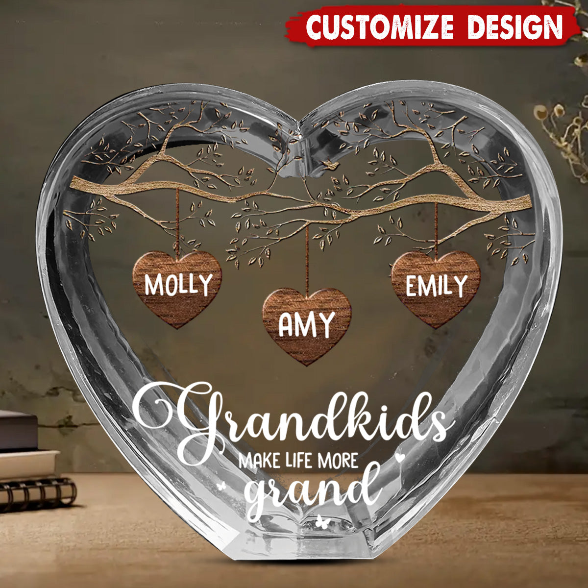 Personalized Family 3D Crystal Heart Shaped-Gift For Mother's Day