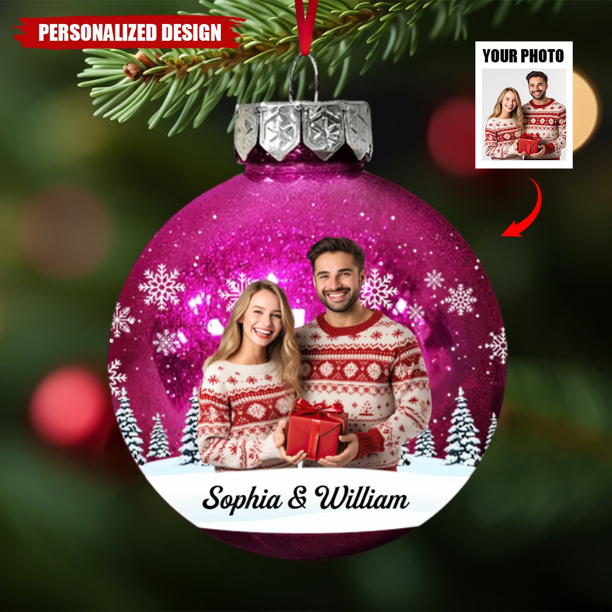 Personalized Photo Christmas Together Family Acrylic Ornament